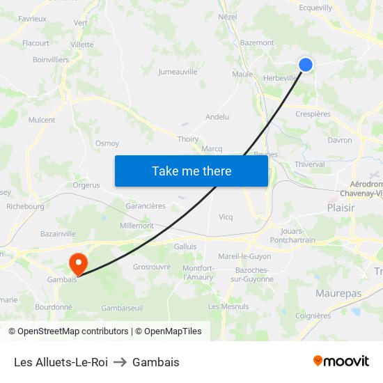 Les Alluets-Le-Roi to Gambais map