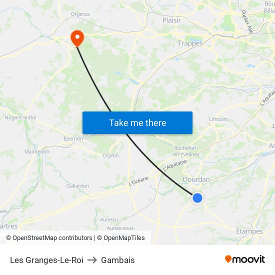 Les Granges-Le-Roi to Gambais map