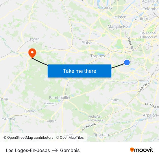 Les Loges-En-Josas to Gambais map