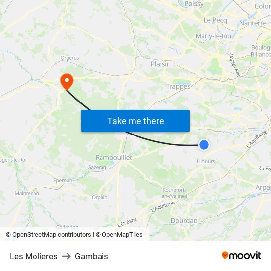 Les Molieres to Gambais map