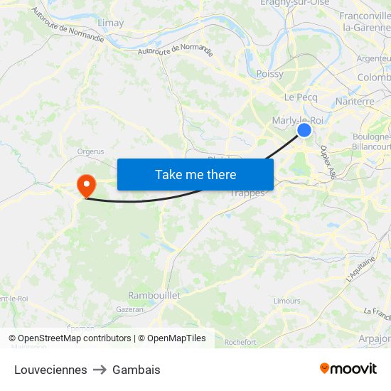 Louveciennes to Gambais map