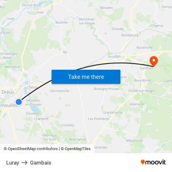 Luray to Gambais map