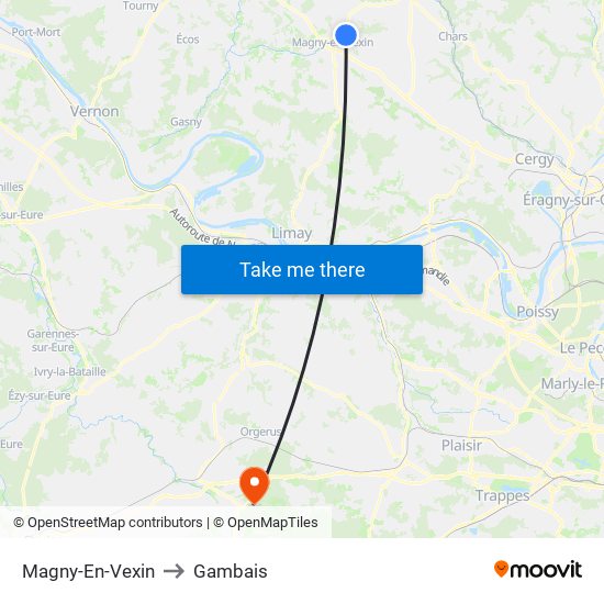 Magny-En-Vexin to Gambais map