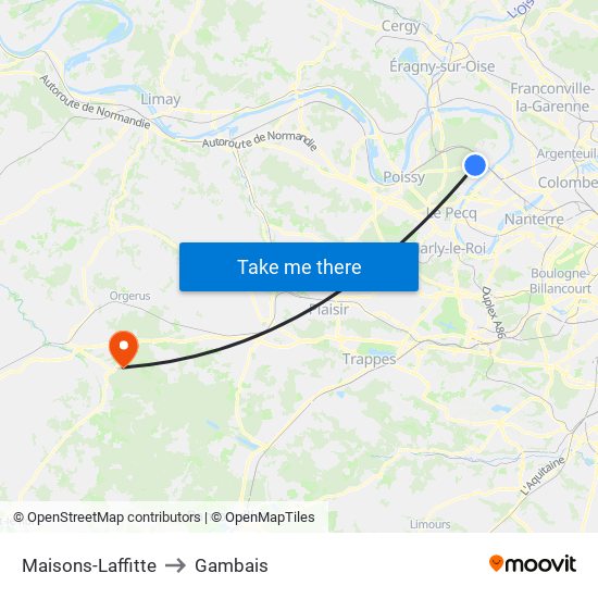 Maisons-Laffitte to Gambais map