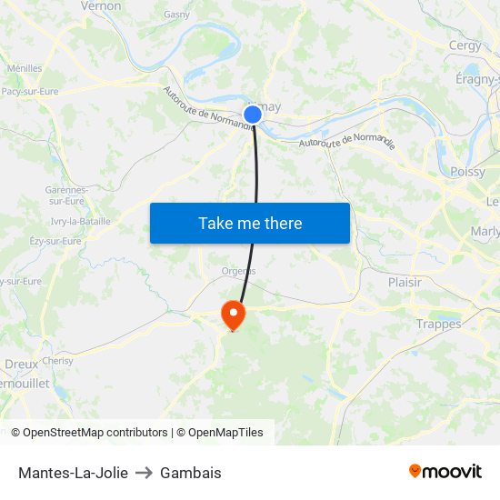 Mantes-La-Jolie to Gambais map
