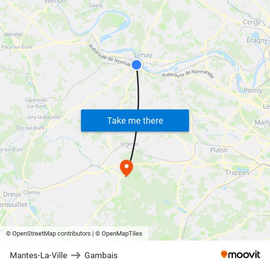 Mantes-La-Ville to Gambais map