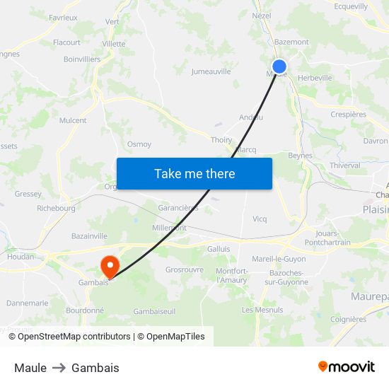 Maule to Gambais map