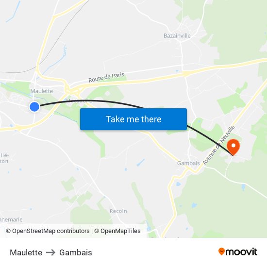 Maulette to Gambais map