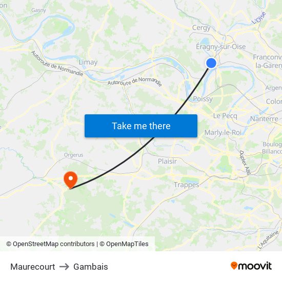 Maurecourt to Gambais map