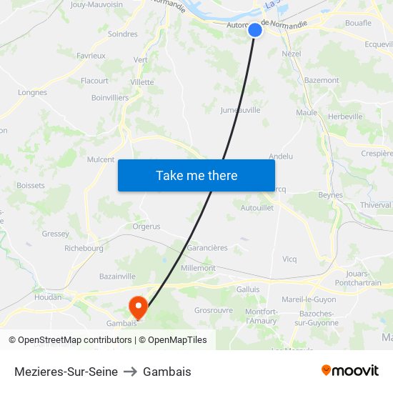Mezieres-Sur-Seine to Gambais map