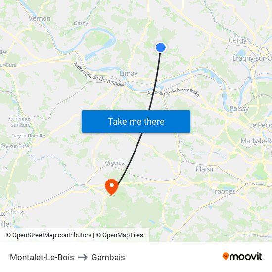 Montalet-Le-Bois to Gambais map