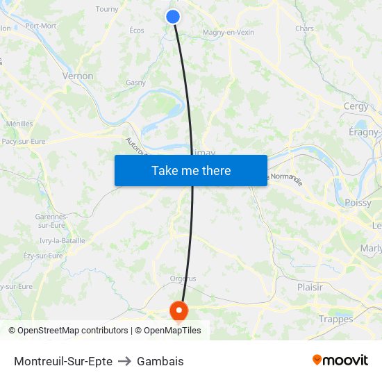 Montreuil-Sur-Epte to Gambais map