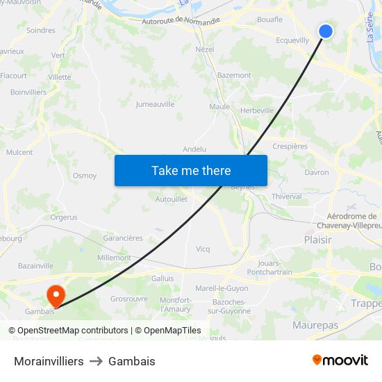 Morainvilliers to Gambais map