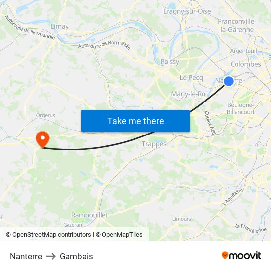Nanterre to Gambais map
