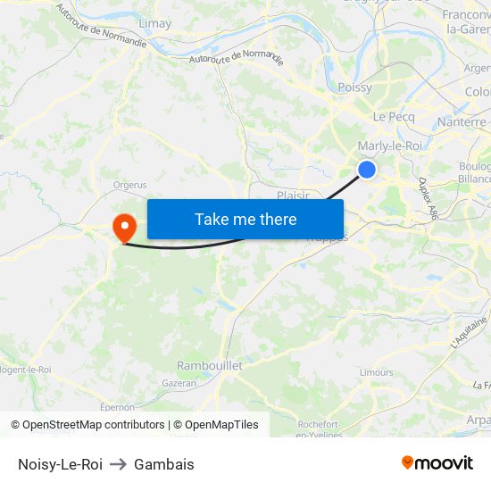 Noisy-Le-Roi to Gambais map