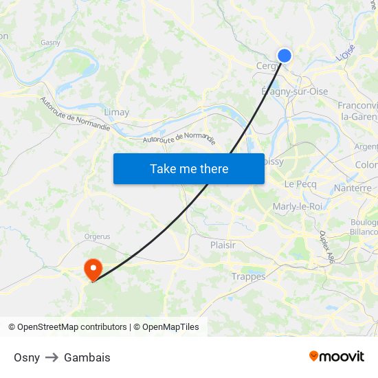 Osny to Gambais map