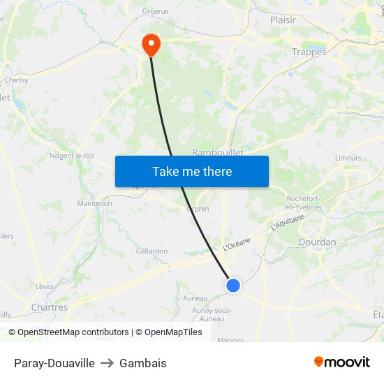 Paray-Douaville to Gambais map