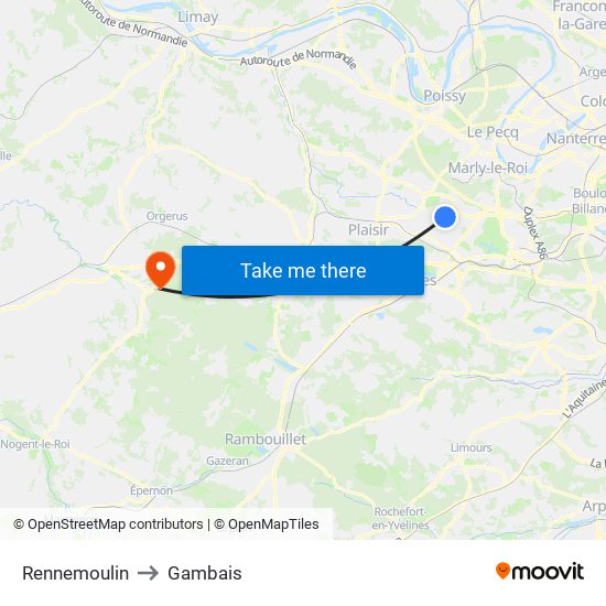 Rennemoulin to Gambais map