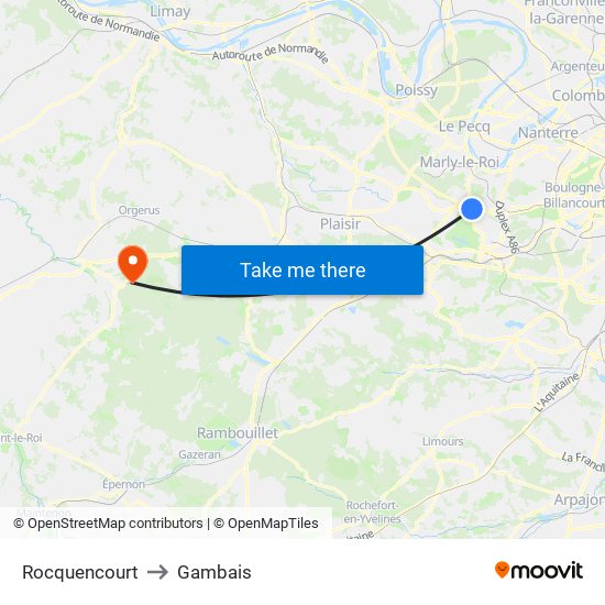 Rocquencourt to Gambais map