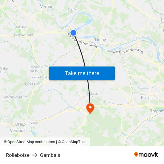 Rolleboise to Gambais map
