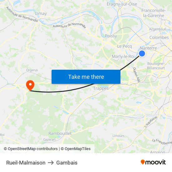 Rueil-Malmaison to Gambais map