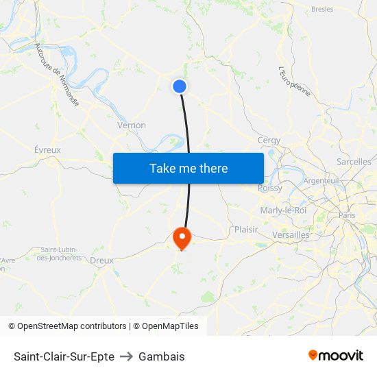 Saint-Clair-Sur-Epte to Gambais map
