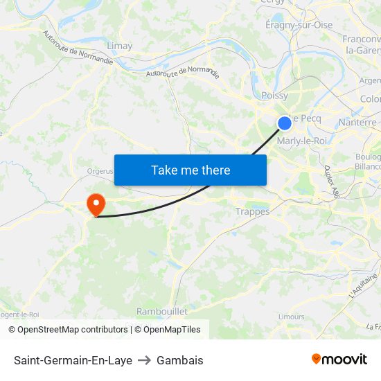 Saint-Germain-En-Laye to Gambais map