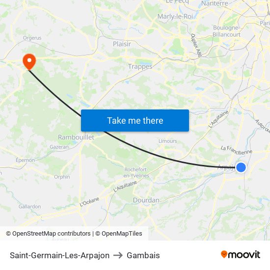 Saint-Germain-Les-Arpajon to Gambais map