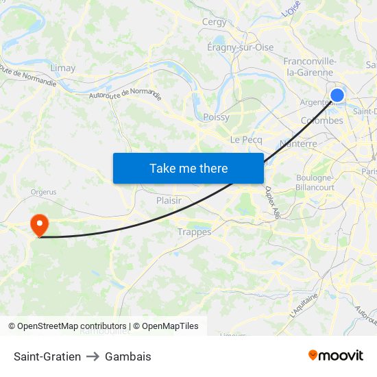 Saint-Gratien to Gambais map