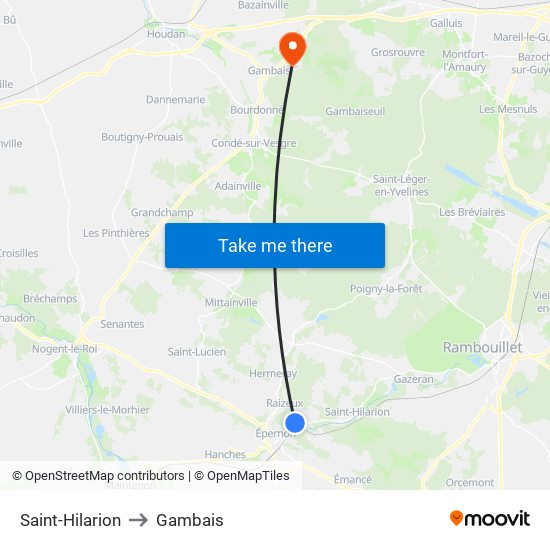 Saint-Hilarion to Gambais map