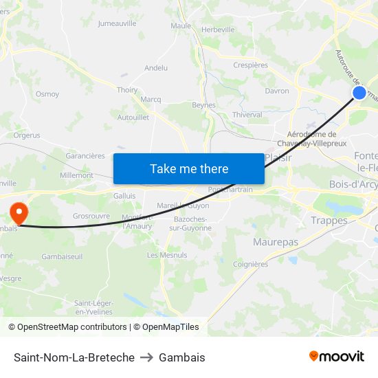 Saint-Nom-La-Breteche to Gambais map