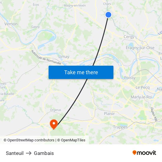 Santeuil to Gambais map
