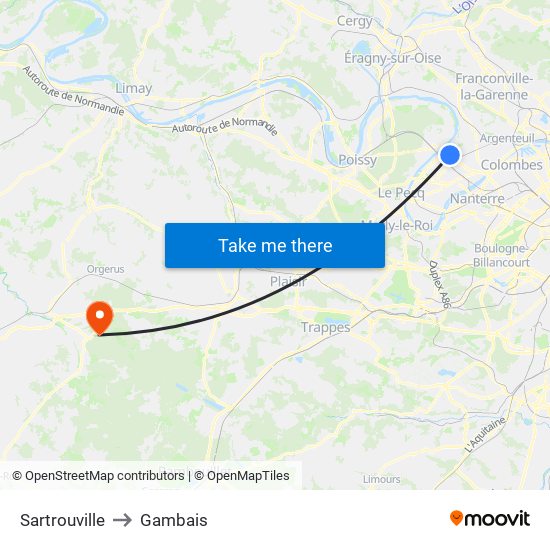 Sartrouville to Gambais map