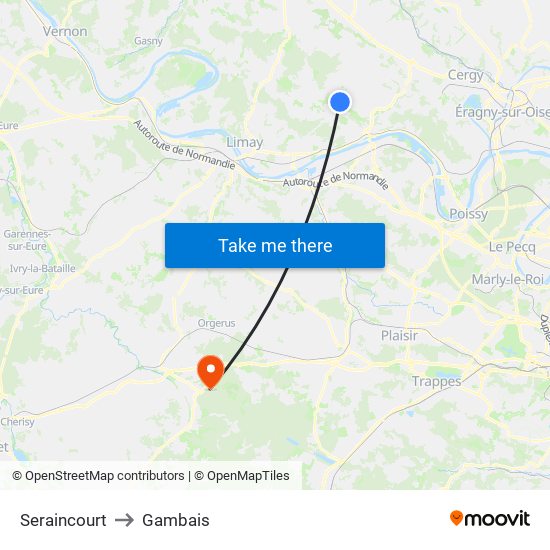 Seraincourt to Gambais map