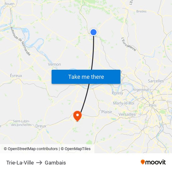 Trie-La-Ville to Gambais map