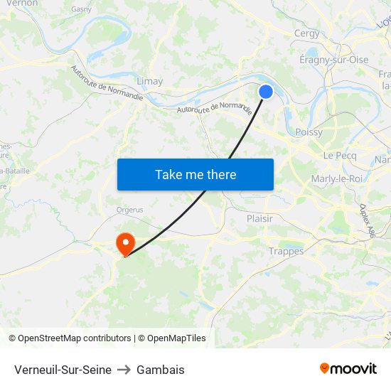 Verneuil-Sur-Seine to Gambais map