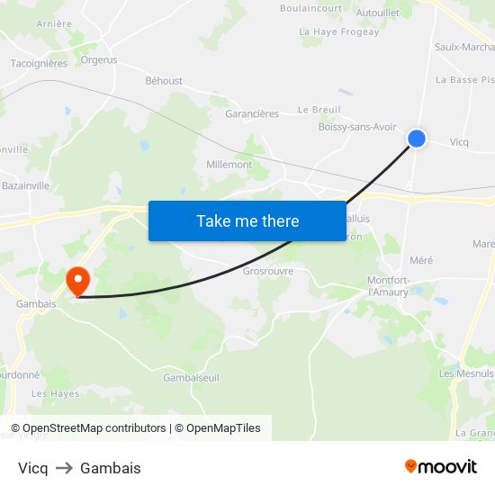 Vicq to Gambais map