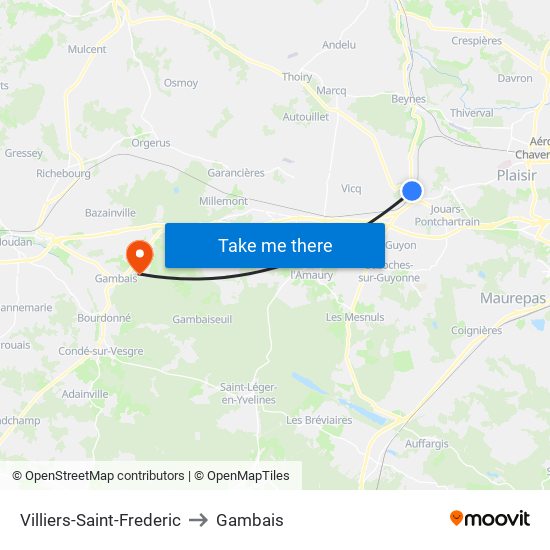 Villiers-Saint-Frederic to Gambais map