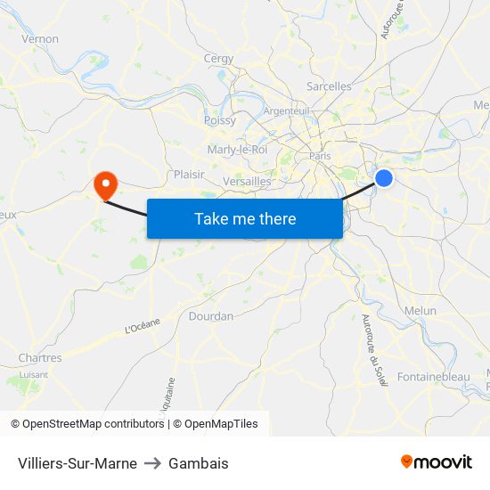 Villiers-Sur-Marne to Gambais map