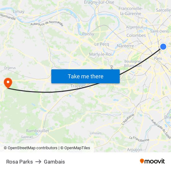 Rosa Parks to Gambais map