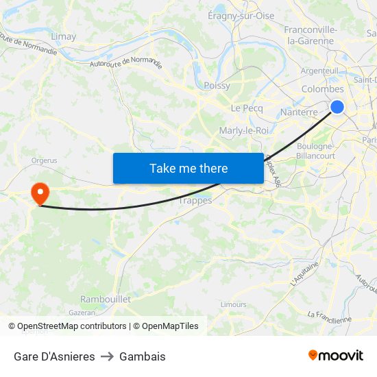 Gare D'Asnieres to Gambais map