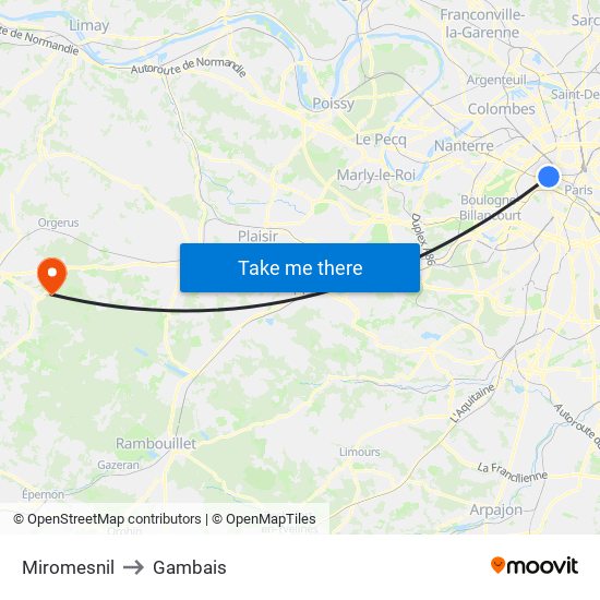 Miromesnil to Gambais map