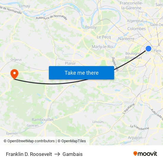 Franklin D. Roosevelt to Gambais map