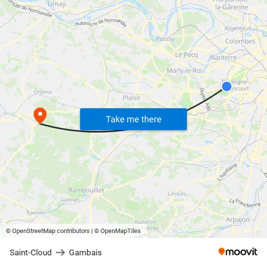 Saint-Cloud to Gambais map