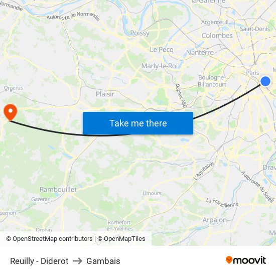 Reuilly - Diderot to Gambais map