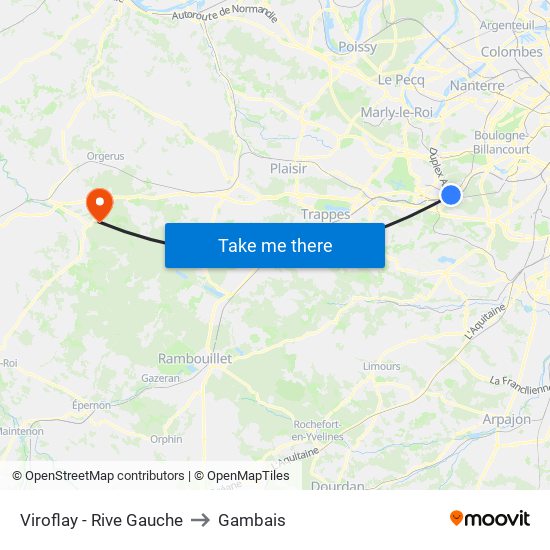 Viroflay - Rive Gauche to Gambais map