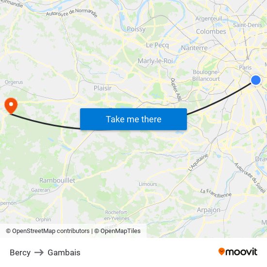 Bercy to Gambais map
