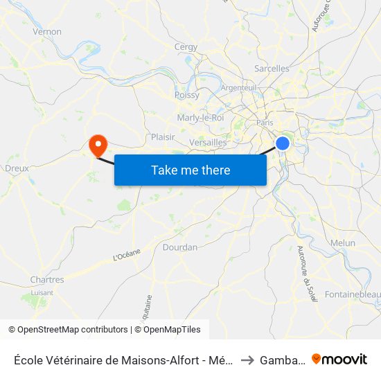 École Vétérinaire de Maisons-Alfort - Métro to Gambais map