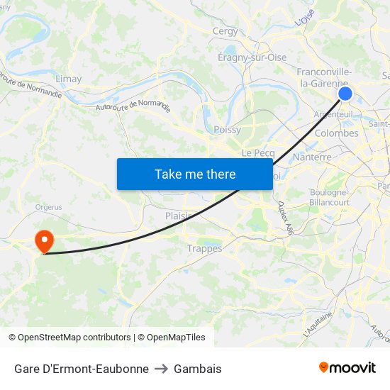 Gare D'Ermont-Eaubonne to Gambais map