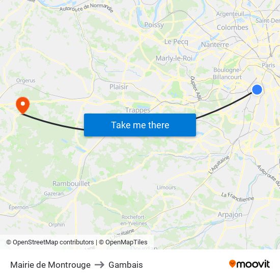 Mairie de Montrouge to Gambais map